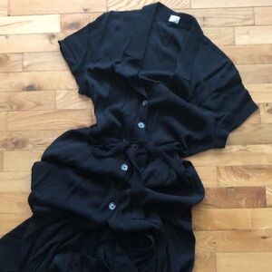 Aritzia Wilfred silky button-front midi shirt dress